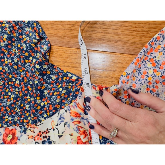 HD in Paris Floral Print Patchwork Lace Up V Neck Top Blouse Women Size 8 - Picture 8 of 9